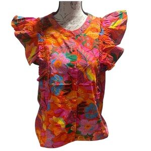 Sugarups Floral Ruffle Sleeve‎ Top - Multicolor